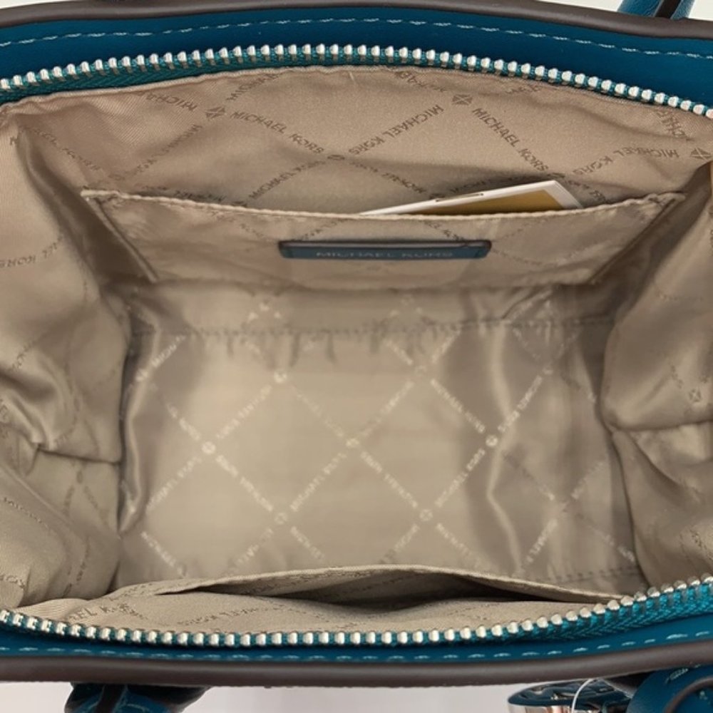 Michael Kors Avril Small Leather Top-Zip Satchel Lagoon color - Picture 8 of 16
